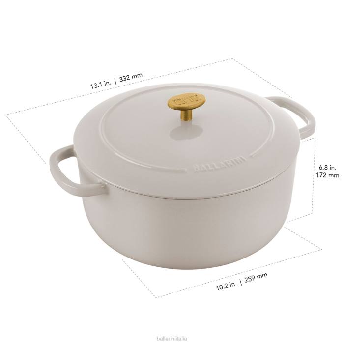 bellamonte 5,75 qt, rotondo, cocotte, bianco avorio pentole BALLARINI 6DBP29