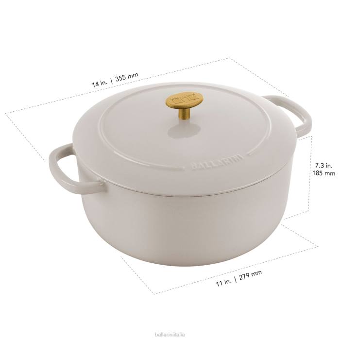 bellamonte 7,5 qt, rotondo, cocotte, bianco-avorio pentole BALLARINI 6DBP11